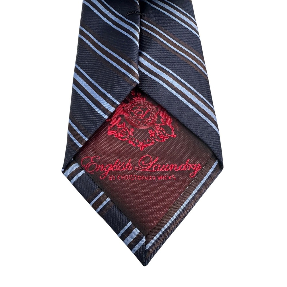 English Laundry Christopher Wicks Tie Mens Blue Striped Silk Necktie Classic